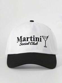 1 Women's Embroidered Baseball Cap With Martini Glass Pattern And Contrasting Colors, Adjustable Outdoor Casual Hat, Suitable Spring And Autumn Travel And Beach, Unisex - 棒球帽 - 查看 5