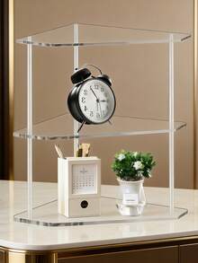 双层不规则透明亚克力化妆品收纳架 多功能化妆品收纳架 厨房调料架 浴室台面支架 - 透明 - 查看 2