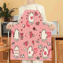 1 chiếc tạp dề hình trái tim họa tiết mèo, tạp dề in hình thời trang ngộ nghĩnh, tạp dề nhà bếp dùng khi nấu nướng, dọn dẹp, tạp dề gia đình sáng tạo. - Nhiều màu - Xem 3