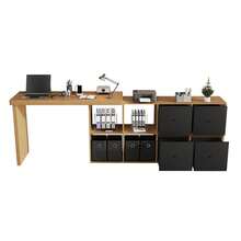 Home Office Desks - Black + Oak + MDF - View 6
