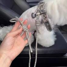 闪亮水晶水钻宠物牵引绳，适合小型和中型犬，奢华优雅设计 - 彩色 - 查看 7