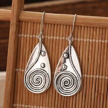 1 par de pendientes únicos y creativos con forma de lágrima, que transmiten una vibra artística primitiva y misteriosa. Adecuados para eventos artísticos, uso diario y reuniones con amigos. También un excelente regalo para mujeres. - Plateado - Ver 5