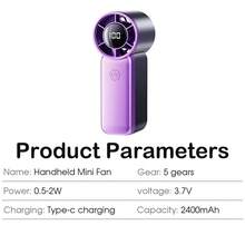 Mini Handheld Turbo Fan, Portable Travel Fan, Lightweight & Quiet Design, High-Speed Airflow, USB Rechargeable, Suitable For Camping, Vacation, Travel, Beach, Essential For Summer - Multicolor - View 7