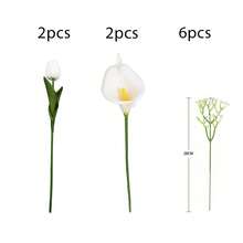 50 pièces Ensemble de fleurs artificielles Tulipe + Calla Lily + Gypsophile, convient pour diverses décorations de festivals et de tombes saisonnières, maison, extérieur, salon, mariage, Saint-Valentin, Fête des Mères Décoration de centre de table - Multicolore - Voir 17