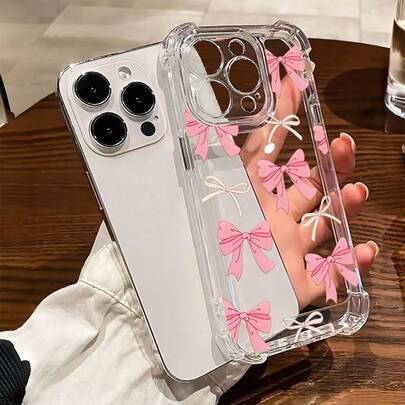 1 chiếc ốp lưng TPU trong suốt dày dặn, có túi khí, hình nơ, chống rơi, tương thích với iPhone 17Air/17pro/16prmax/16pro/16/13promax/12promax11, 15PROMAX, 14PROMAX/Galaxy, SAM/Honor/Note13pro/S23 Ultra/S24 Ultra/S25/A56.
