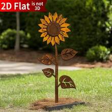 Vintage Sunflower Silhouette Garden Stake, Outdoor Yard Decor - B - View 3