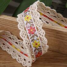 Dây ren thêu in họa tiết, rộng 2,5cm, dài 1/5 yard, thích hợp để làm nơ thủ công, phụ kiện đội đầu, quần áo, giày dép, mũ, phụ kiện, bao bì hoa và may vá cho người mới bắt đầu. - Nhiều màu B - Xem 14