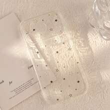 Ốp lưng Star Kavenfort trong suốt màu xám với họa tiết chấm mực và ngôi sao, thiết kế ngôi sao màu xám tối giản, tương thích với iPhone 17, 17 Pro Max, 16, Full Coverage, 14, độc đáo, hình học, phong cách tối giản, phong cách INS. - Trong sáng - Xem 5