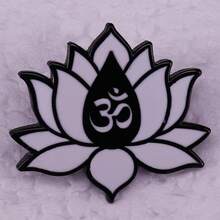 Yoga Lotus OM Lapel Hard Enamel Pin Spiritual Badge Jewelry Decoration - 黑 - 查看 7