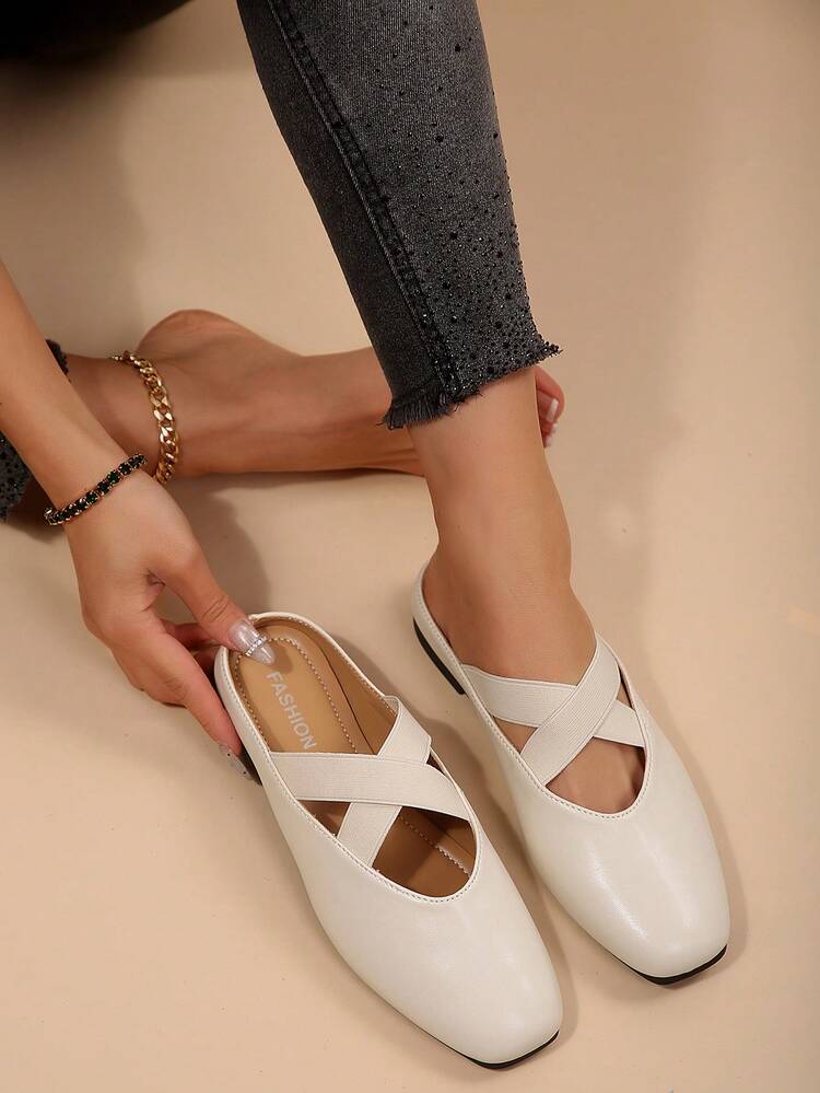 Dép lê đế bằng cho nữ, kiểu dáng mới mùa hè với quai chéo, đế mềm, nhẹ, thoáng khí, dép đi biển thường ngày. - trắng - Xem 3