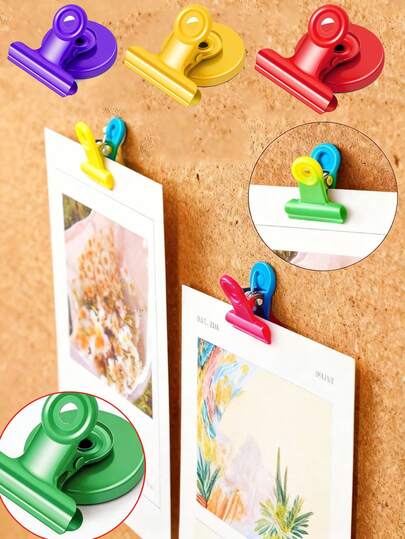 12/6 piezas Clips magnéticos fuertes y coloridos, adecuados para refrigerador, exhibición de fotos, pizarra blanca, etc., apropiados para bodas, cumpleaños, ocasiones de graduación, clips magnéticos resistentes a los arañazos (set multicolor)