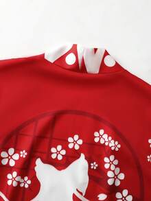 Áo choàng tay lửng kiểu Nhật Bản họa tiết yêu quái, áo khoác cardigan nhẹ, dáng rộng, thoải mái dành cho nam và nữ. - Đỏ - Xem 7