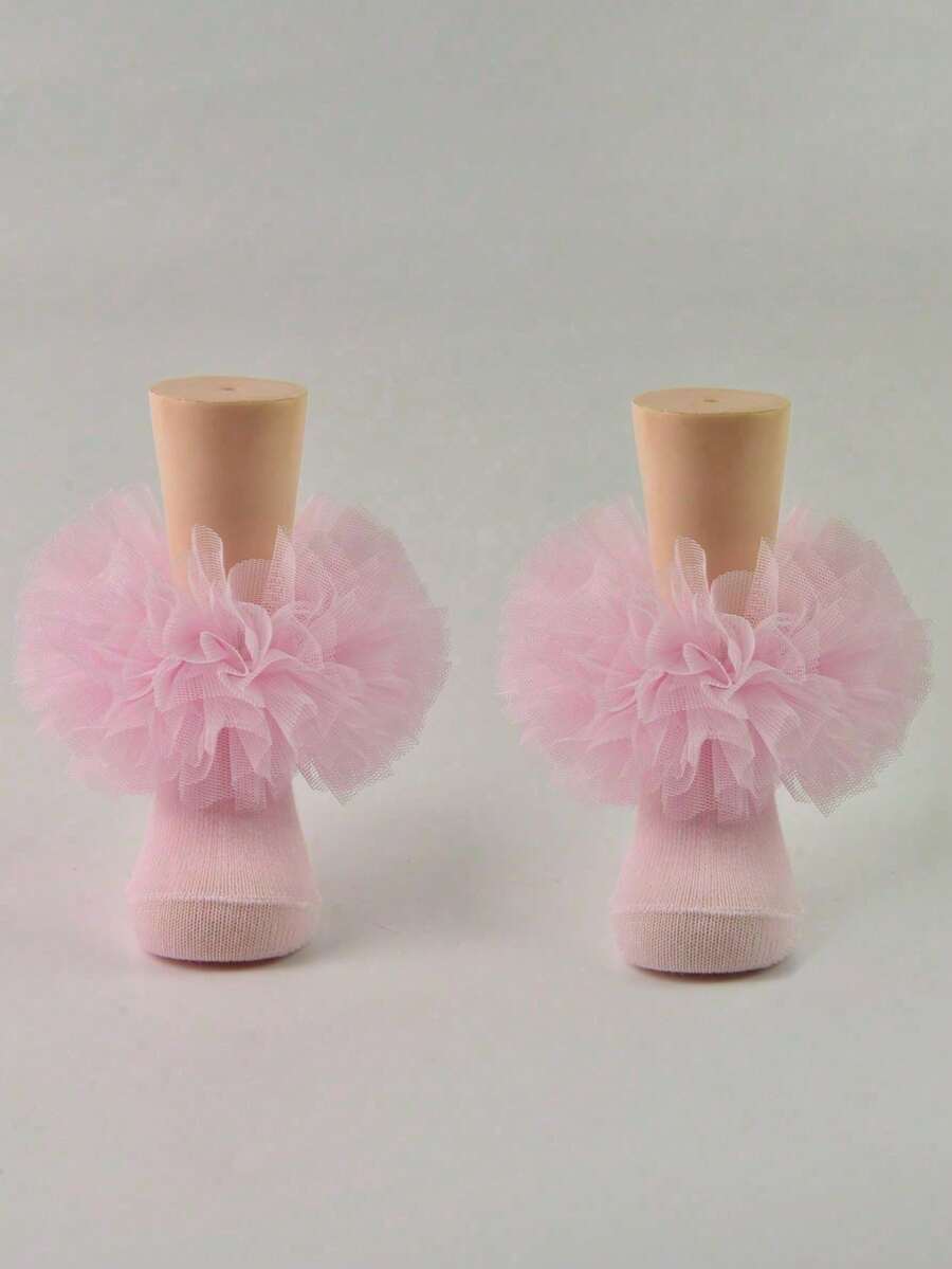 1双荷叶边泡泡公主风婴儿柔软袜子，适合幼儿女童 - 彩色 - 查看 1