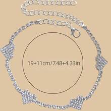 1 pieza Tobillera con multi-corazones de rhinestone, joyería para los pies brillante adecuada para la playa, vacaciones y uso diario - Plateado - Ver 2