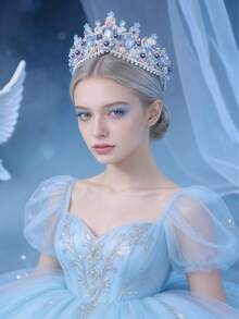 1 chiếc vương miện hoa đính đá sang trọng dành cho nữ, phụ kiện đội đầu cô dâu trong đám cưới, phụ kiện tóc dự tiệc/sự kiện. - Nhiều màu - Xem 4