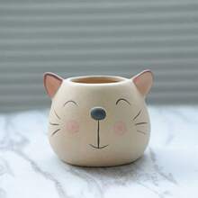1 chậu trồng cây mọng nước bằng gốm hình động vật dễ thương ngẫu nhiên có lỗ thoát nước - Thích hợp cho xương rồng, thảo mộc, cây mini, sử dụng trong nhà/ngoài trời, chậu hoa tròn trang trí nhà cửa, văn phòng, ban công, quà tặng làm vườn, trang trí nhà cửa - ngẫu nhiên - Xem 4