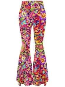 Women's 70S Yoga Pants Flare Ladies Hippie Flower Flared Leggings Athletic Leggings High Waisted Workout Pants - 風格 - 查看 1