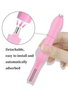 3-In-1 Heart-Shaped Snake Skin Pink Cat Eye Magnetic Nail Stickers, Detachable Multi-Function Strong Magnetic Nail Stickers, Nail Art Supplies, Nail Tools, Nail Art Tools, Back To School Season, Nail Art, Nail Tools, Suitable For Press-On Nail Stickers - Pink - View 5