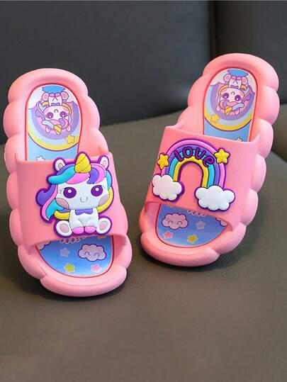 1 Pair Cute Cartoon Princess Slippers For Girls, Soft Non-Slip Soles, Suitable For Summer Outdoor, Beach, Vacation Wear