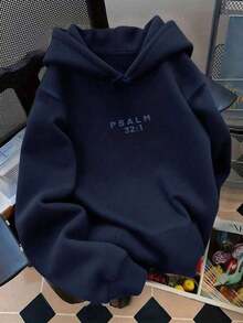 FORGIVEN PSALM Christian Jesus Prayer Graphic Sweatshirt Cozy Sweatshirt, Women Fall And Winter Clothes, Solid Color Long Sleeve Pocket Relaxed Fit Casual Pullover Sweatshirt Black - Màu xanh hải quân - Xem 3