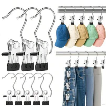 KIDD Heavy Duty Metal Clothes Hanger Cls 18pcs With Hooks For Pan Boot Hat Leggings Eans Shoes Closet Sage Organizer In Black