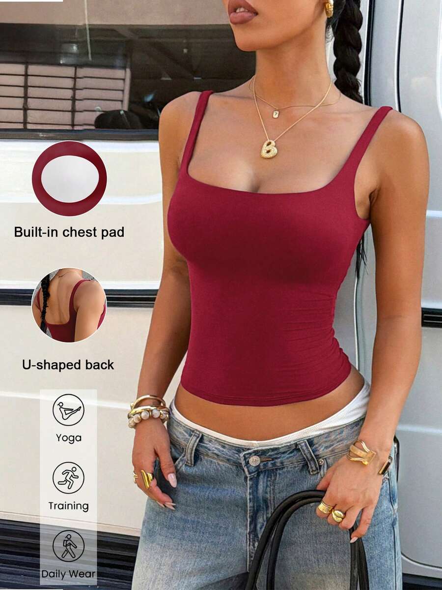 Áo tank top thể thao màu trơn dành cho nữ, thích hợp cho chạy bộ ngoài trời, tập thể dục, yoga và pilates.