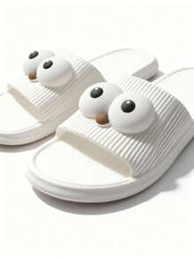 Dép đi trong nhà thoải mái, độc đáo với thiết kế hình mắt, dành cho cả nam và nữ, chất liệu EVA | Mềm mại và thoải mái | Siêu nhẹ và chống trơn trượt | Dép đi trong nhà thời trang | Dép đi trong nhà vui nhộn dành cho cả nam và nữ - trắng - Xem 8