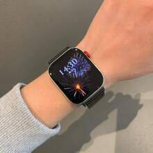 1条兼容表带，黑色金属表带，不锈钢可调节表带，兼容华为手表、智能手环 Fit 1/Fit 2/Fit 3/Fit 4/Fit 4 PRO - 黑色 - 查看 2