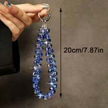 Phone Lanyard With Premium Crystal Beads, Handbag Chain, Short Lanyard, Card Holder Phone Case, Keychain And Bag Accessories, Perfect Gift For Back To School, Mother's Day And Valentine's Day - Royal Blue - View 4