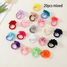 Chiffon Flower Hair Scrunchies Elastic Hair Ties Ponytail Holders Hair Accessories - Multicolor - View 11
