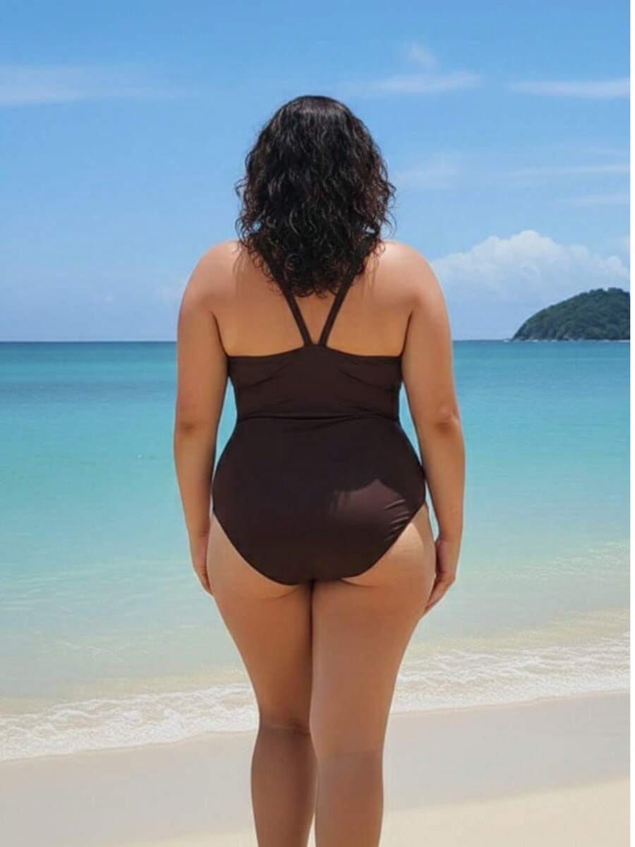 Elegant Zigzag Cross Buckle Holiday Beach - màu đen - Xem 1