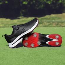 Men's Golf Casual Sports Shoes - Black With Studs - View 2