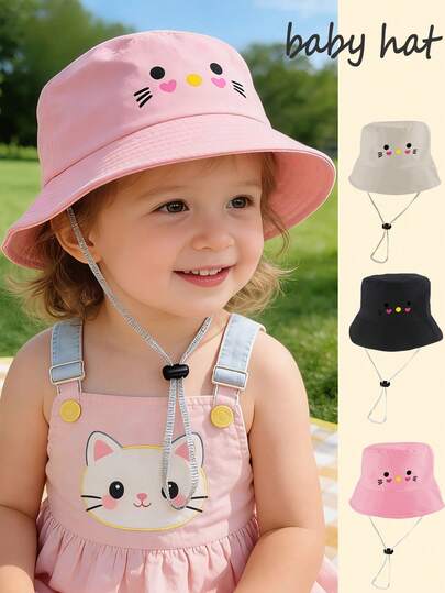 1 chiếc mũ tai bèo kiểu dáng dễ thương cho bé, thêu hình mèo hoạt hình, có quai chống rơi, chống nắng và cực kỳ bắt mắt, nhiều màu sắc để lựa chọn + quai chống rơi. Chiếc mũ dễ thương và đáng yêu cần thiết cho những chuyến đi hàng ngày.