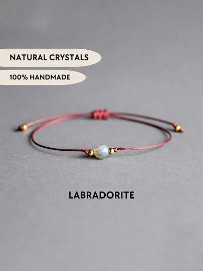 Pulsera minimalista de labradorita | Pulsera de cristal exquisita | Pulsera de cuentas linda | Joyería de piedras grises | Regalo para tu mejor amiga