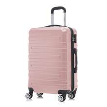 YONSLY Large Suitcase 20/24/28 Inches With Combination Lock 4 Wheels 360° Mesh Pocket Double Maintenance Zipper Soft Rubber Handle Travel Suitcase - Rose Gold - View 2