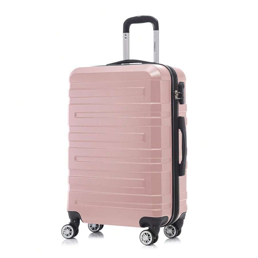 YONSLY Large Suitcase 20/24/28 Inches With Combination Lock 4 Wheels 360° Mesh Pocket Double Maintenance Zipper Soft Rubber Handle Travel Suitcase