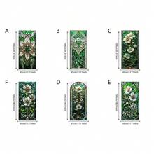 1/6片装花卉图案磨砂隐私窗膜。优雅白色花朵彩色玻璃风格静电吸附。可移除的遮光隔热隐私膜，适用于浴室、厨房、客厅门。 - 花卉 - 查看 2