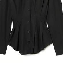 Áo kiểu nữ màu đen ôm eo, xếp ly, phối ren, thích hợp mặc đi làm hoặc đi làm vào mùa xuân/hè 2026. - màu đen - Xem 7