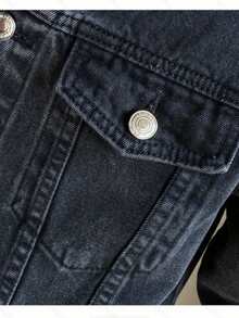 Áo khoác denim nam mùa xuân/thu mới, áo khoác ngoài denim màu đen xám thời trang thường ngày, phong cách đường phố. - màu đen - Xem 4