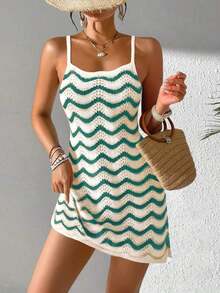 Women's Summer Bohemian Ombre Hollow-Out Sexy Sheer Cover-Up Camisole Mini Dress Vacation Beach - Nhiều màu - Xem 5