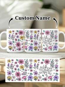 1pc 11oz/15oz Custom Mother's Day Name Mug, Personalized Coffee Cup With Printed Name. The Wrap-Around Pattern On The Mug Can Be Customized With Up To 8 Children Holding Their Mother's Hand. This Mother-Themed Mug With Floral Elements Is An Ideal Gift For Mom And A Unique, Thoughtful Present - 款式9 - 查看 38