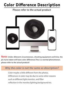 合成假发、发圈、直发圈、女士仿真发、蓬松自然发髻、懒人盘发 - 彩色 - 查看 9