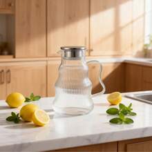1650ml High Borosilicate Glass Cold Water Pitcher / Vertical Striped Elegant Design / Home Iced Water Carafe / Juice Pitcher - Clear - View 1
