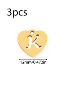 3个/套 心形吊坠 不锈钢英文字母吊坠 A-Z 字母饰品，适用于手工手链、耳环等珠宝制作 - 吊墜 - 查看 16