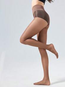 1 Pair Women's 40D Sheer Tights, Low-Rise Style With T-Crotch Design, Comfortable Daily Pantyhose - Coffee Brown - View 3