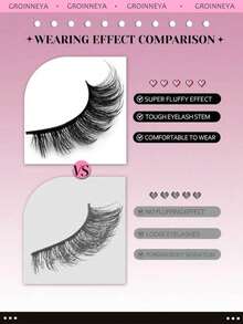 5 Pairs Thick & Dense Natural Cat Eye Style Faux Mink Fluffy Cartoon False Eyelashes, Makeup Tools, Strip Eyelashes - Black - View 6