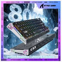 ATTACK SHARK R68HE 60% 有线快速触发 8K RGB 机械游戏键盘，0.005mm 精度，0.08ms 延迟，256K 轮询率，霍尔效应磁性开关，碳纤维 + CNC 铝合金材质，适用于 PC FPS 游戏，包含螺旋线缆，2026 年圣诞节和新年礼物，圣诞特别版 - 哑光黑/冰蓝/黑 - 查看 3