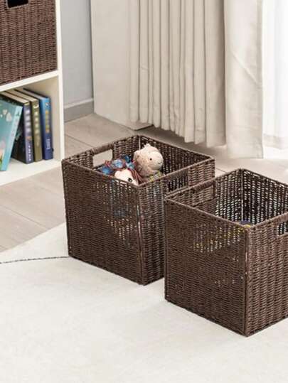 1 chiếc giỏ/hộp đựng đồ đan gấp gọn, đồ trang trí nhà cửa di động, nhiều màu sắc, thùng đựng đồ phòng khách, thích hợp cho phòng ngủ, phòng khách, nhà bếp, sắp xếp nhà cửa, giỏ đựng đồ dễ thương, tuyệt vời cho lễ Phục sinh, Ngày của Mẹ.