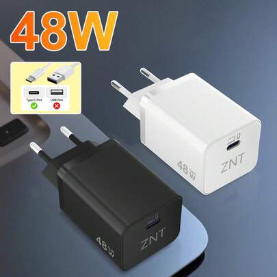 Bộ sạc Type-C 48W, hỗ trợ sạc nhanh, đầu cắm GaN nhỏ gọn, tương thích với iPhone 17/16/15 Plus/Pro Max, dòng Air, Galaxy S25 Ultra/S24, bộ chuyển đổi sạc nhanh nhỏ gọn, công suất đầu ra cao.