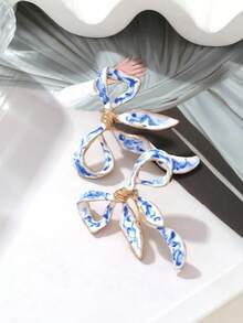 1 Pair European And American Retro Artistic Bowknot Design Earrings, Creative Elegant Porcelain-Inspired Earrings - Multicolor - View 3